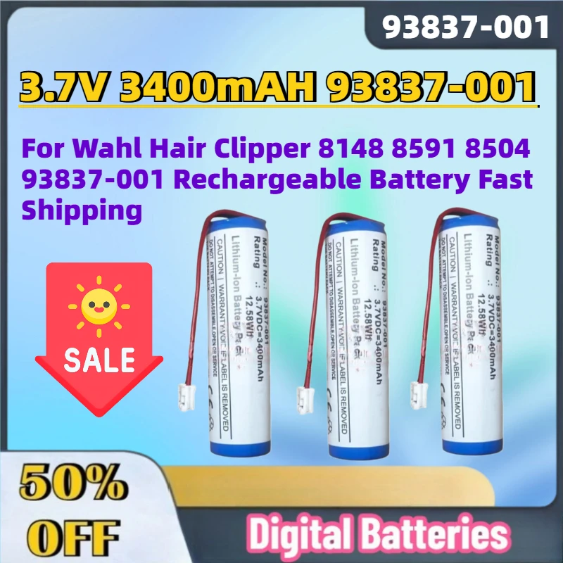 

In Stock 3.7V 3400mAH 93837-001 Li-ion Battery for Wahl Hair Clipper 8148 8591 8504 93837-001 Rechargeable Battery Fast Shipping
