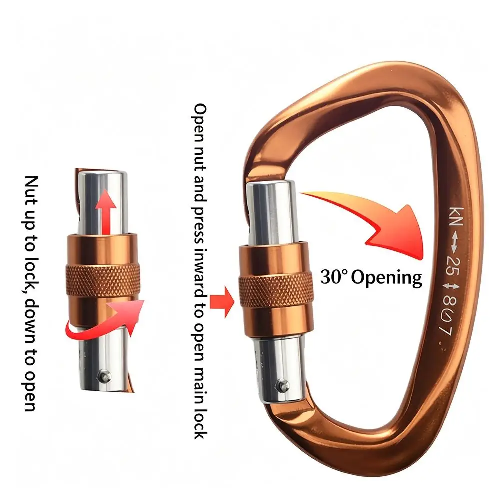 25KN Professional Safety Carabiner 59*99mm Mountaineering Protective Equipment D Shape Key Hooks 7Colors