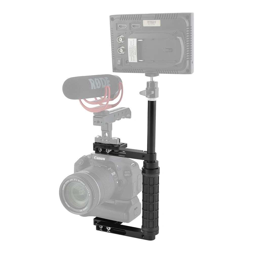 SZRIG Camera Cage Kit Rubber Handle With Shoe Mount Adjustable Side Handle Height For Canon Nikon Cameras