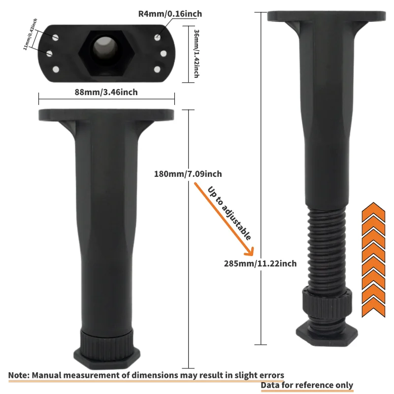 4pc Bed Support Legs, Adjustable Height Bed Frame Center Support Leg For Bed, Frame Legs Replacement, Furniture Bed Frame Suppor image 2