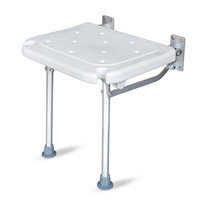 Folding Shower Bench Wall Mounted Flip-up Bath Seat Screw-in Bathroom Chair Stool with Non-slip Feet Drainage Holes Shower Head