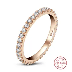 Fashion Eternity Band Ring S925 Sterling Silver Rose Gold Filled Wedding Engagement For Women Friends Tail Nail Ring Wholesale