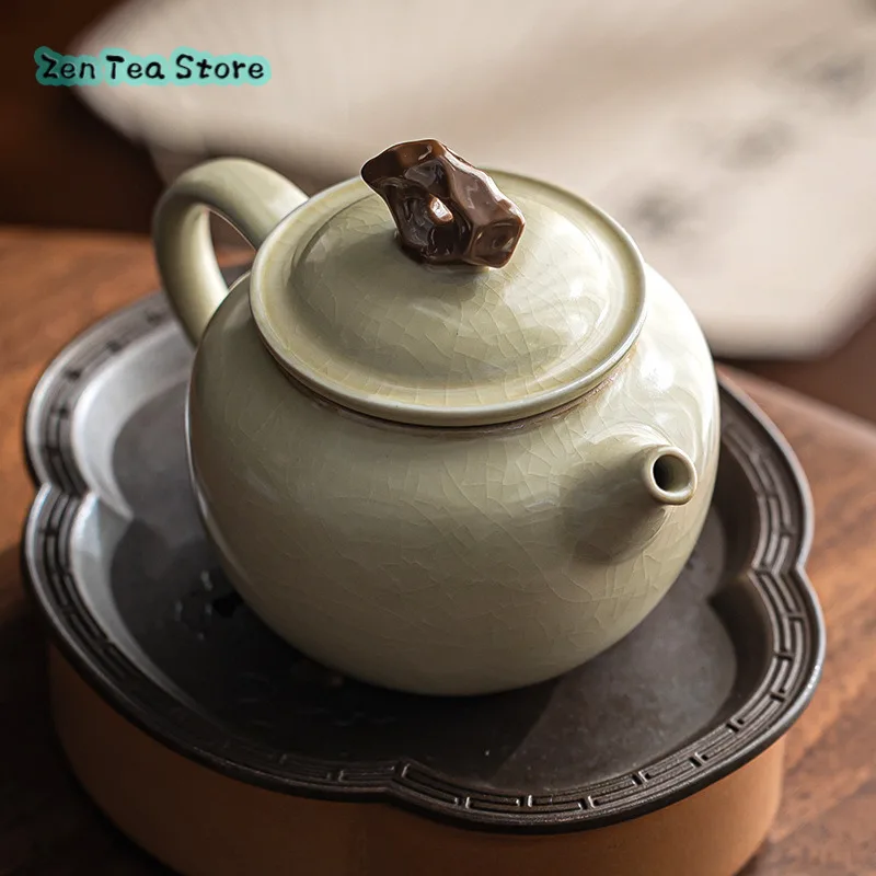 Beige Ru Kiln Large Teapot Single Pot Home Tea Ceremony High-end Tea Machine To Drink Black Tea Can Raise Open Pieces