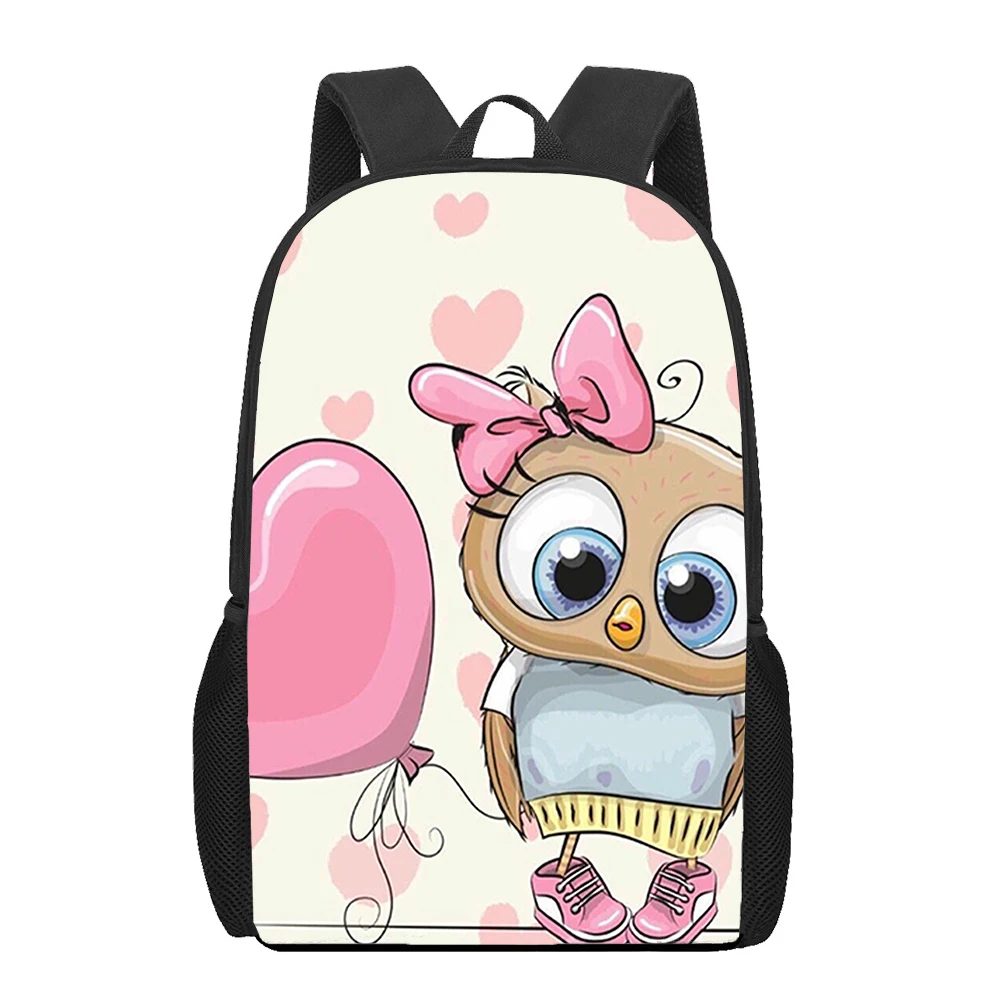 Casal dos desenhos animados bonito corujas 3d impressão crianças sacos de escola crianças mochila para meninas meninos estudante sacos de livro mochilas