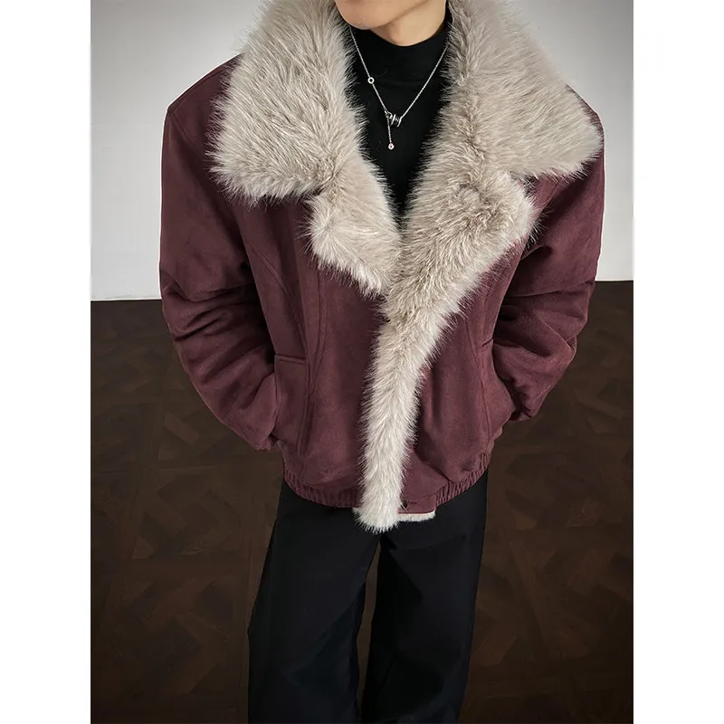 

American Retro Thiened Cotton Jaet High Street Loose Cool High-End Feeling Fur Collar Coat for Men And Women in Winter
