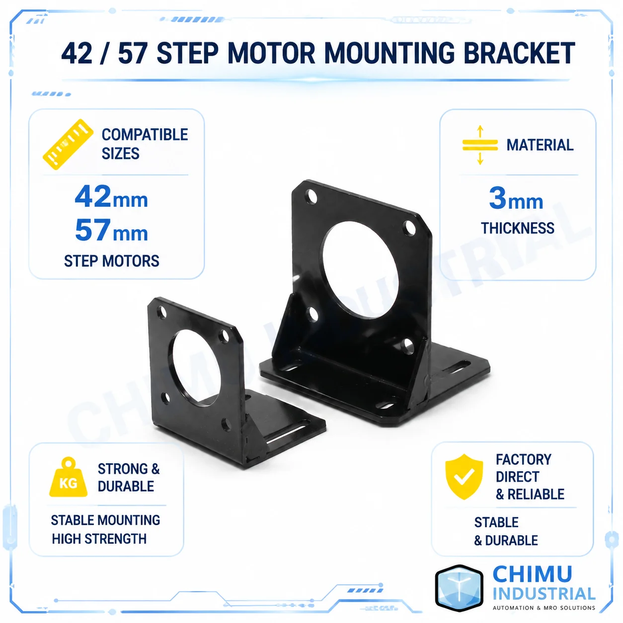 【CHIMU INDUSTRIAL】 for 42 57 86 Stepper Motor Mounting Bracket Steel Holder for Closed-Loop Systems