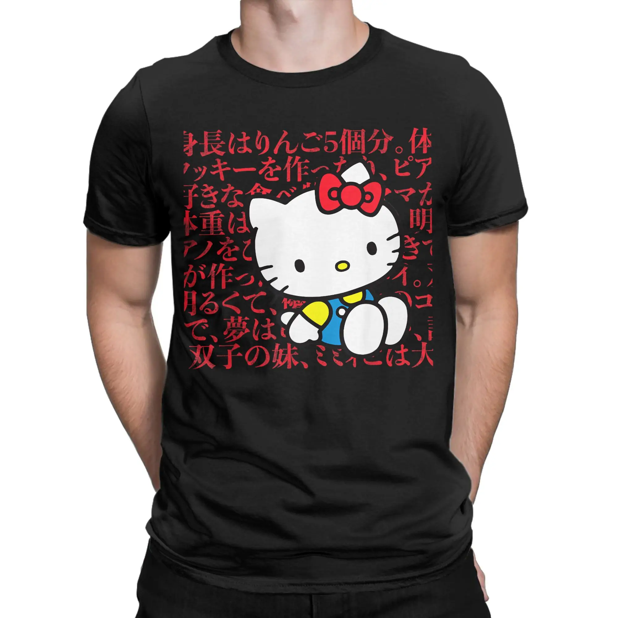 

Streetwear T Shirt Beach Hello Kitty Japanese Cartoon Fashion T Shirts Cotton Tshirt for Men's Y2K Casual Short Sleeve Top Tees