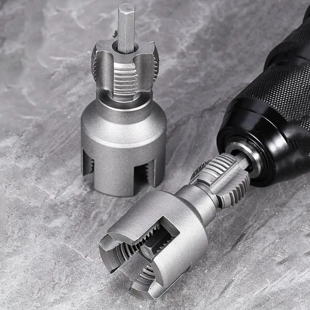 Pipe Thread Cutting Tool,Electric Drill Compatible PVC Pipe Threader Kit, 1/2'' 3/4'' Internal External Pipe Rethreading Maker
