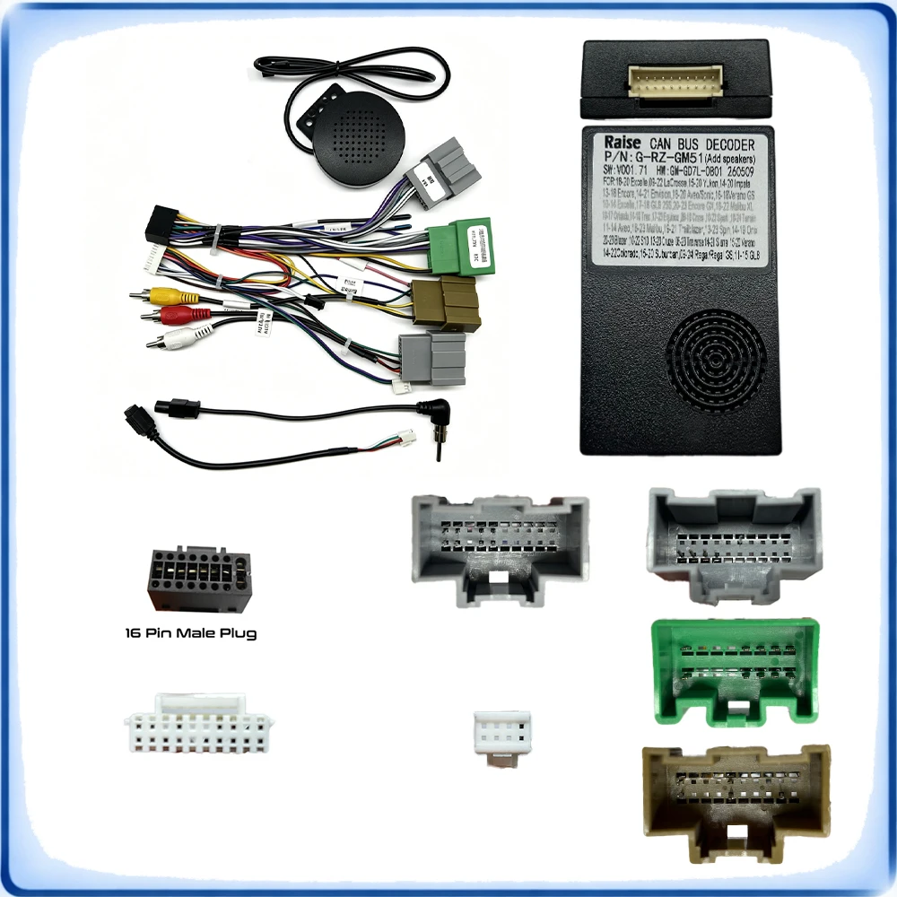 16-Pin CAN Bus Decoder Wiring Harness Adapter Cable for Android Car Radio, Fit Chevrolet Spark Encore