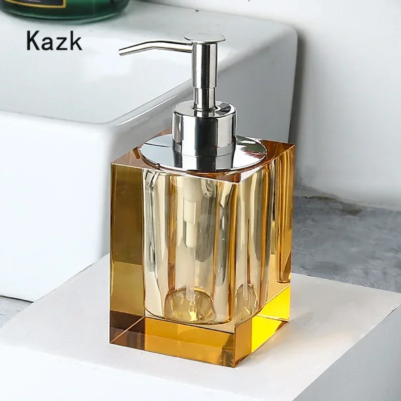 Light Luxury Crystal Glass Shampoo Bottle Bathroom Accessories Press Type Shampoo Dispenser Bottles Kitchen Empty Soap Bottle