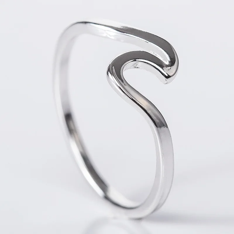 Aliexpress Wish hot-selling Simple Wave Ring Simple Alloy Silver Plated cross-border First Jewelry Wholesale