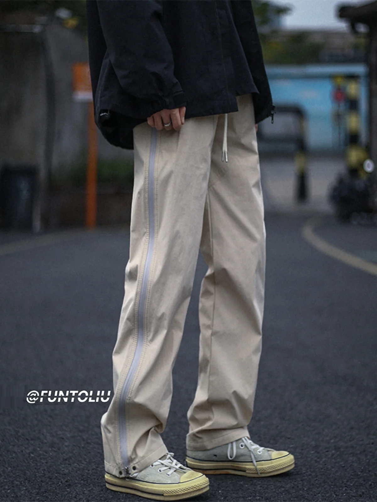 

American Casual Men's Cargo Pants Autumn Trendy Loose Straight Sport Function Zipper Design High Street Long Pants