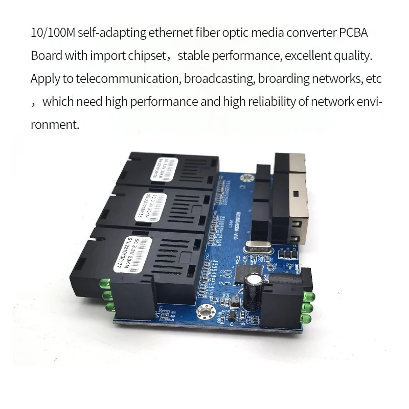 Fiber Switch 100M Ethernet PCBA Board 3 Fiber 3 RJ45 20km Optic Media Converter Support RPOE Simplex SC Fiber placa metro Switch