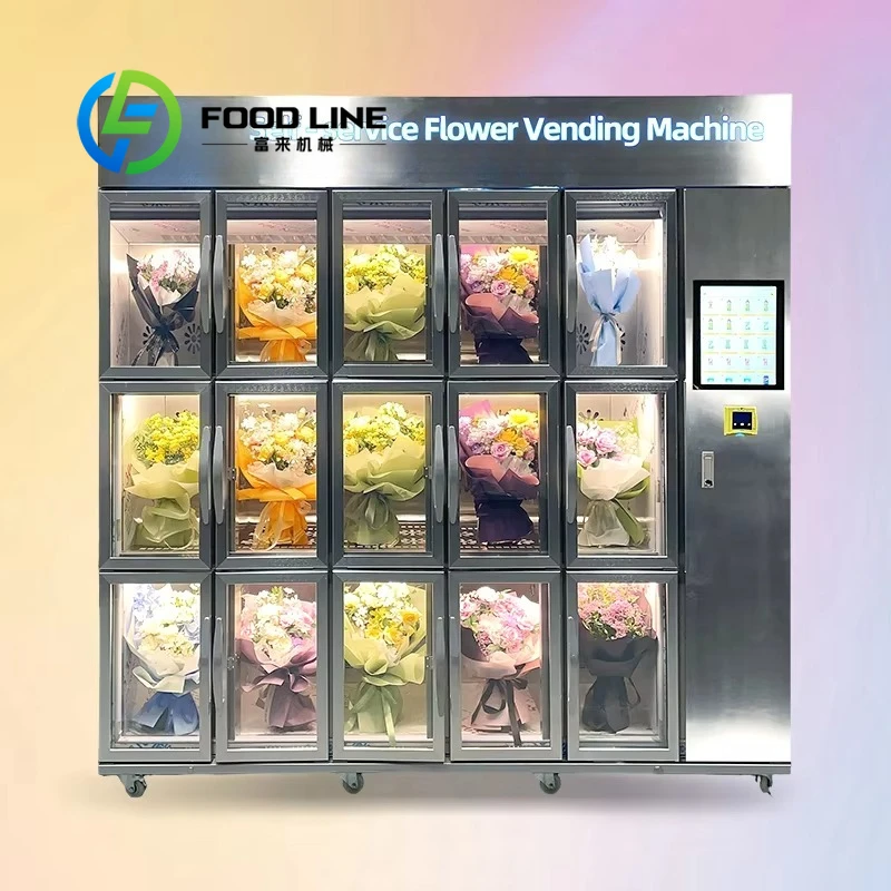 Touch Screen 15 Grids Self Service Refrigeration Function Machine for Commercial Flower Vending Machine