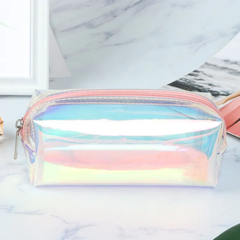 Glow-in-the-Dark Laser Makeup Bag Waterproof TPU Student Trendy Transparent Pencil Case Portable Storage Exam Bag