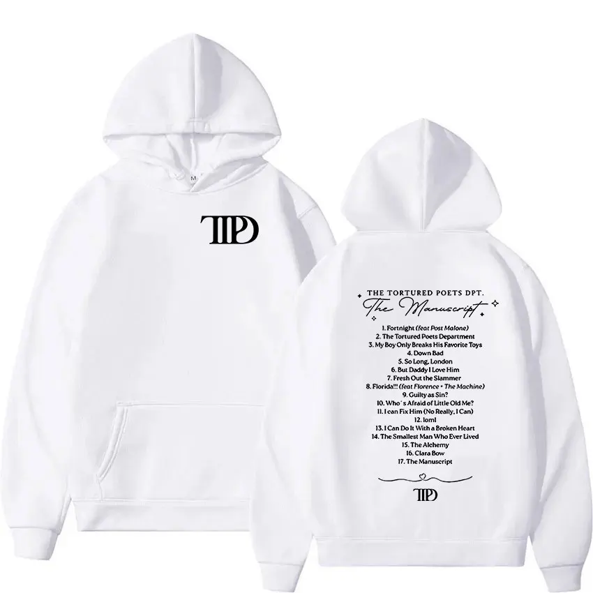 New Album The Tortured Poets Department 2024 TTPD Print Hoodie Man Women Casual Fashion Oversized Sweatshirt Pullover Streetwear