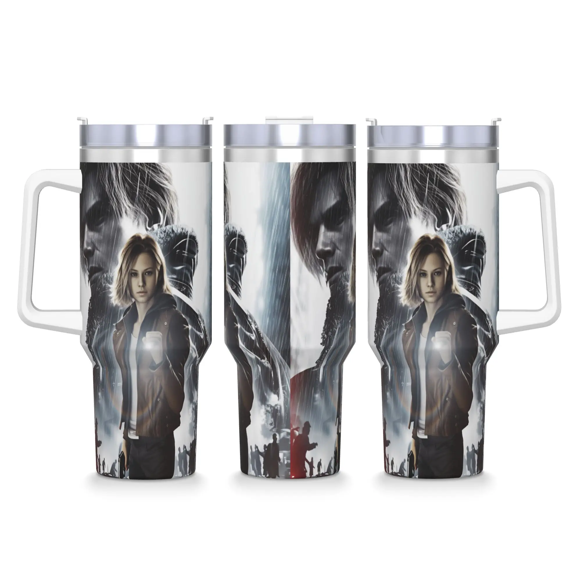 Stainless Steel Tumbler Residents Evils Car Mugs With Straws  Travel Cold Drink Water Bottle Heat Preservation 40oz Thermal Cups