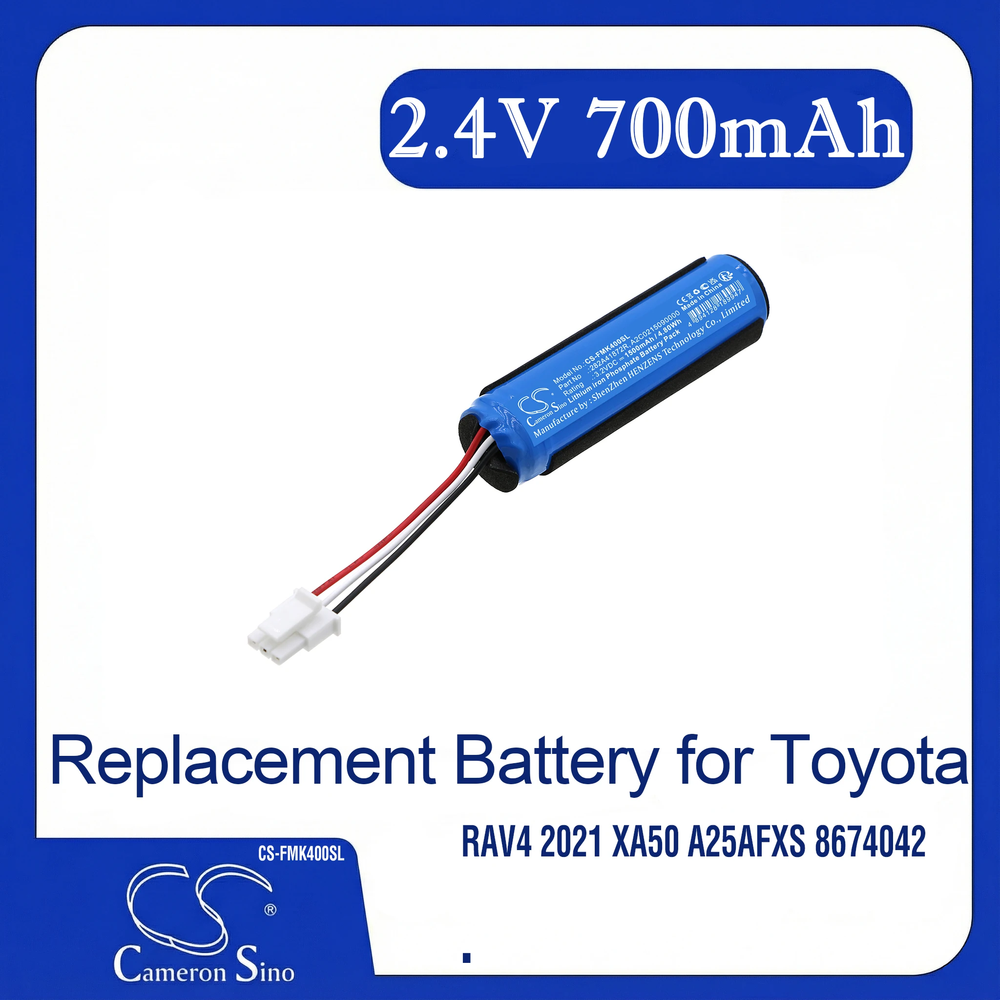 Cameron Sino Replacement Battery for Toyota  RAV4 2021 XA50 A25AFXS 8674042, Fits P/N 282A41872R,370001_SYA1,370001-SGA0,
