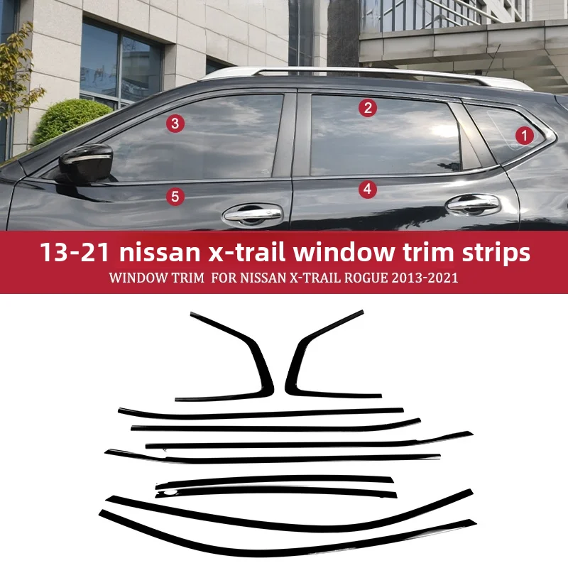 

Window Trim For 2013-2025 Nissan X-trail Black Chrome Side Door Frame Decorative Trim Car Accessories