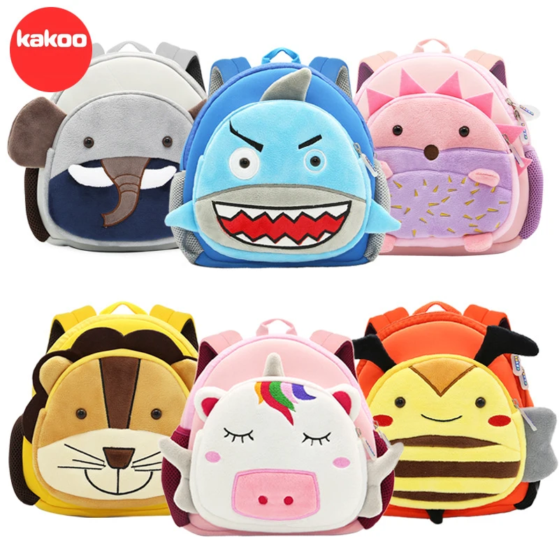 2-5 Years Animal Cartoon 3D Kids Plush Backpack Toy Mini School Bag Gifts Kindergarten Boy Girl Student Baby Bags for 90-120cm