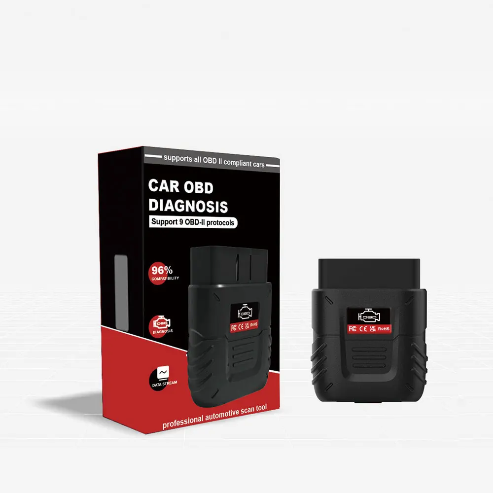 Alat Diagnostik Mobil Pembaca Barcode Bluetooth 4.0 OBD2 V019 Populer, Detektor Kerusakan Mobil Android/iOS/PC, Data Real-time