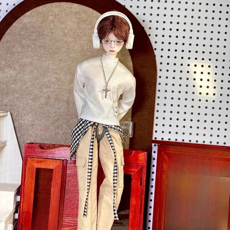 1/4 Doll's Clothes Suit Casual Long Sleeves Pants Top for 45cm Bjd Doll Dress Up Girl Toys Play House Doll Accessories, No Doll