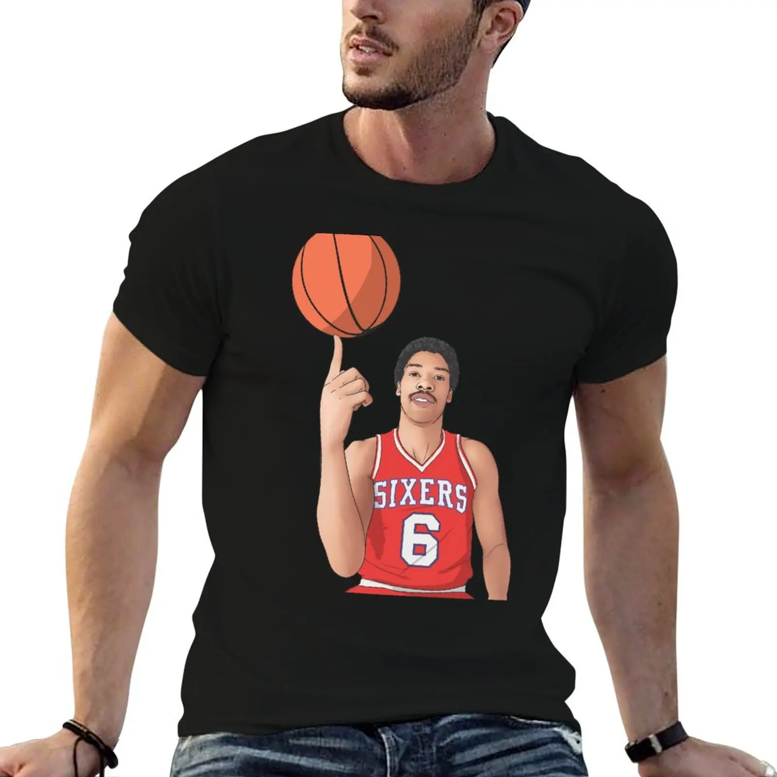 

Julius Irving - Dr. J - SIXERS T-Shirt men t shirt cotton 100% t shirts for man graphic funny T-Shirt