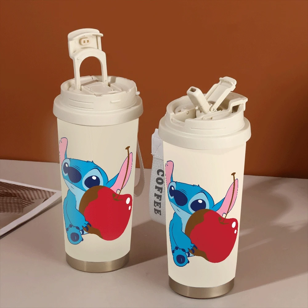 

Stitch Angel Pattern Water Cup Portable Girls Water Cups 304 Stainless Lilo&stitch Anime School High Temperature Resistant