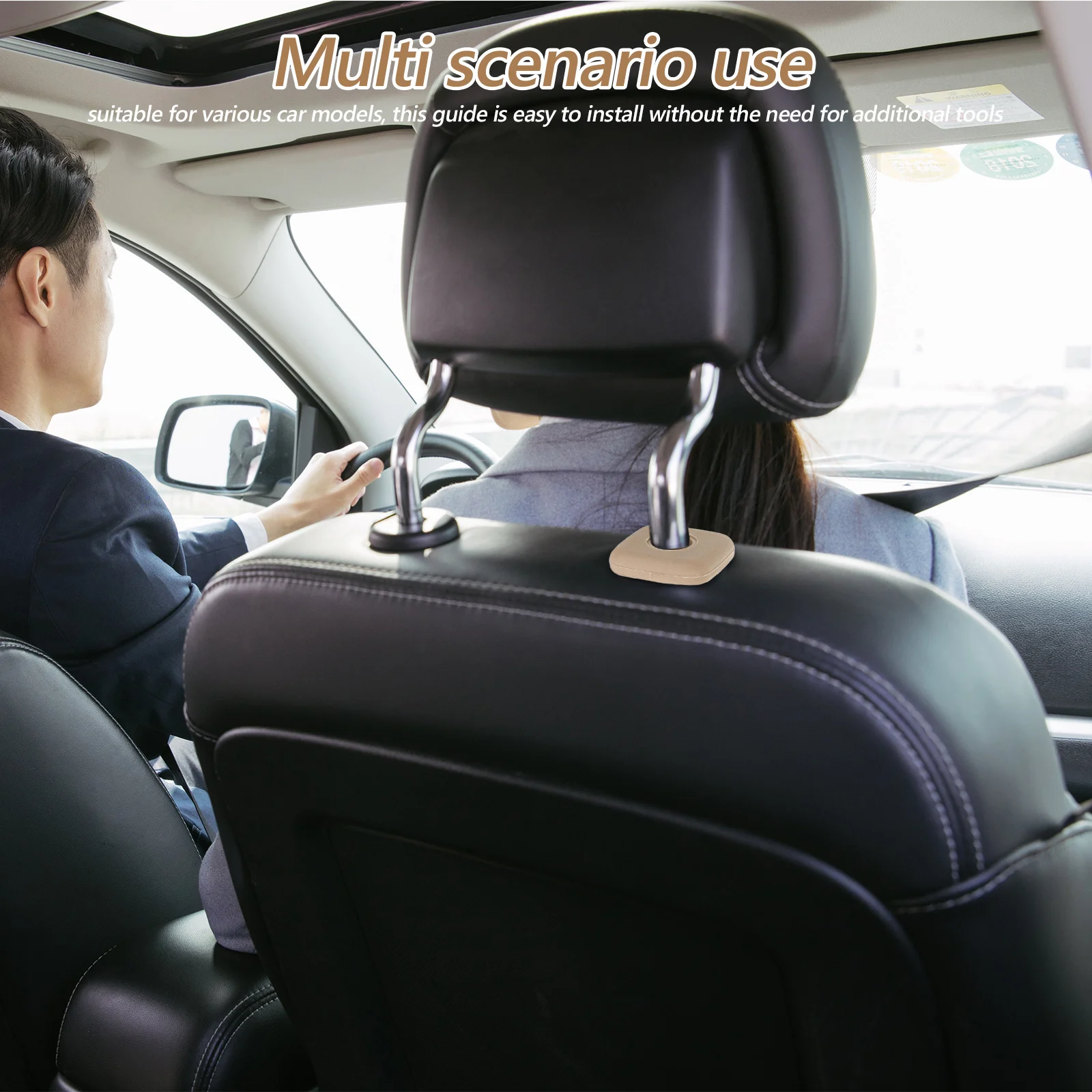 

2pcs Car Headrest Insert Tube Guide for Adjustable Seat Post 12.7mm Diameter Plastic Lock Design Easy Install Universal Fit Car