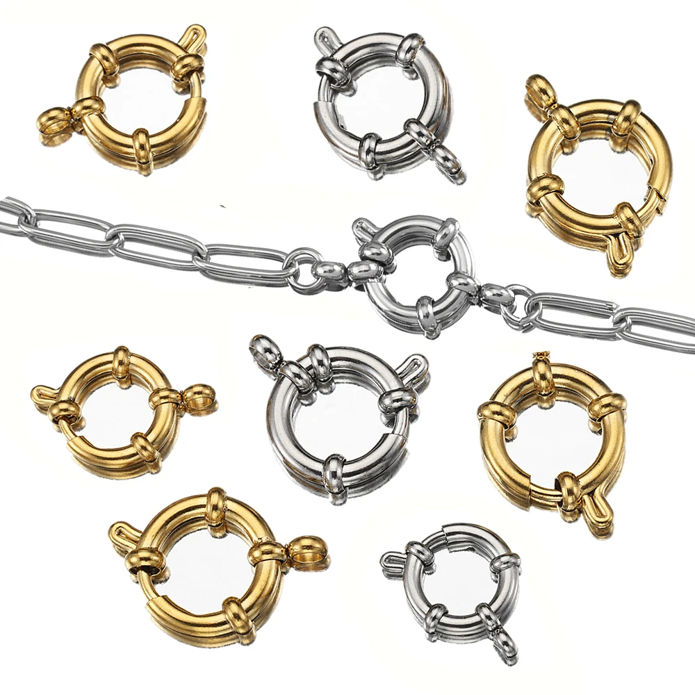 4 قطعة الفولاذ المقاوم للصدأ الربيع المشابك جولة سوار بقفل موصلات ل عقد دي اي واي صنع المجوهرات اكسسوارات 10 12 14 16 18 مللي متر