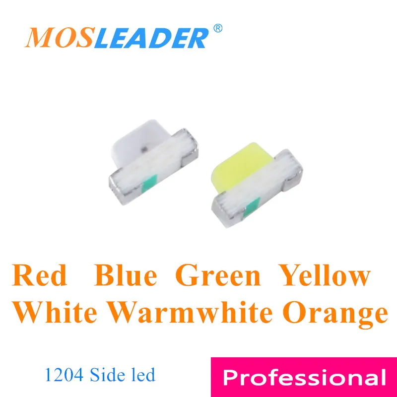 Mosleader 3000 шт. SMD LED 1204 1206 Боковой светодиод Красный Синий Зеленый Желтый Белый Теплый Белый Оранжевый 3216 Боковые светодиоды