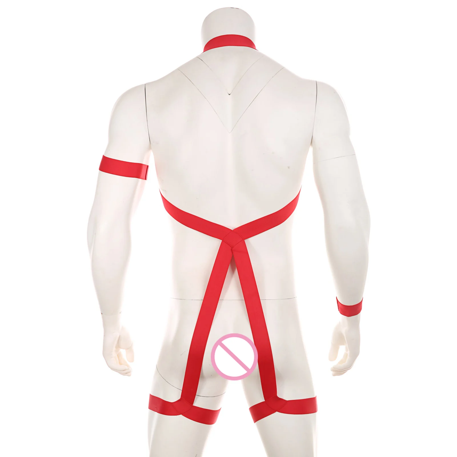 Men Body Chest Harness Man Sexy Bondage Lingerie Fetish Halter Neck BDSM Elastic Shoulder Straps with Armband Leg Ring Costume image 2