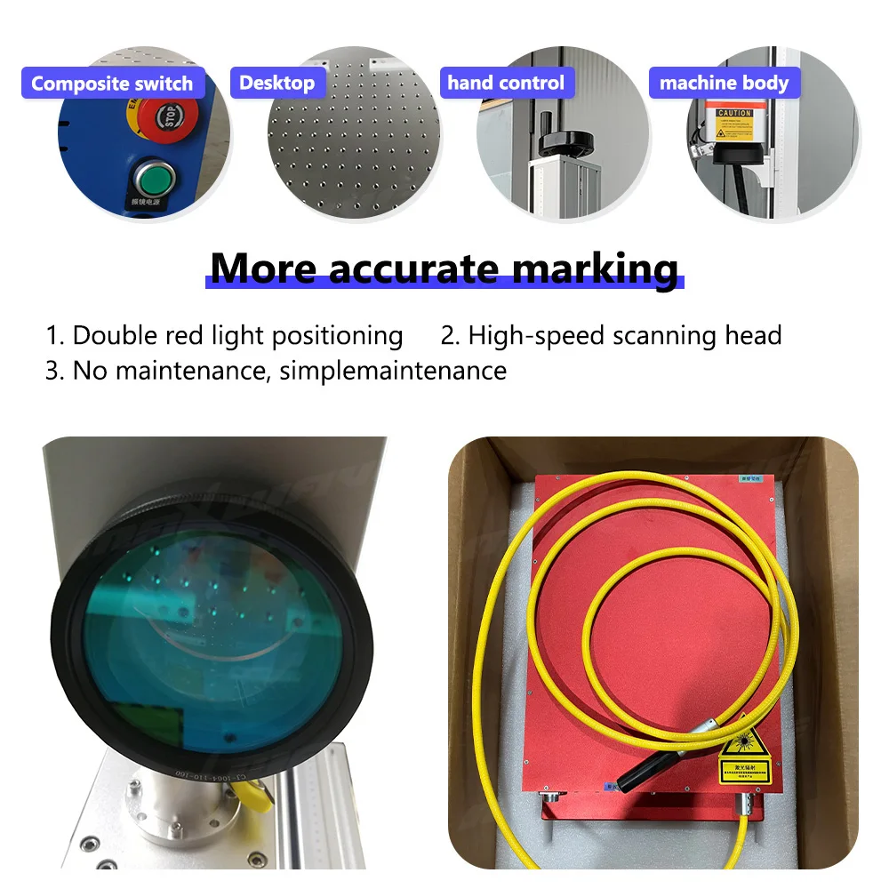 Fiber Laser Marking Machine With Vision Positioning System CCD Camera For Accurate Marking On Pre-Printed Or Curved Surfaces