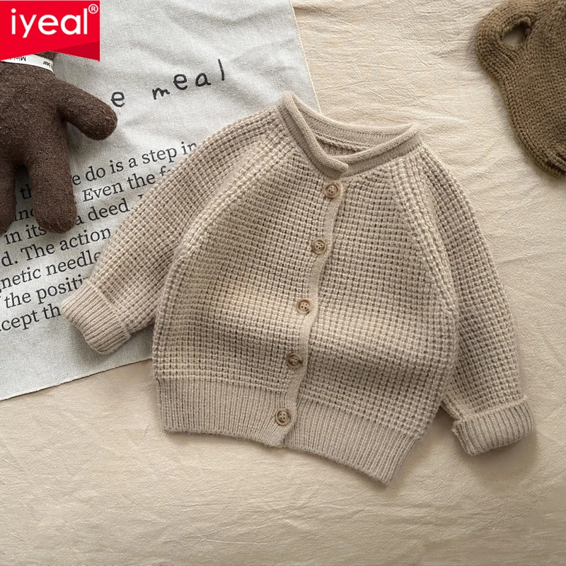 IYEAL Newborn Knitwear Long-sleeve Cotton Baby Sweaters Boys Girls Coat Sweater Toddler Knit Cardigans Infant Tops Jacket
