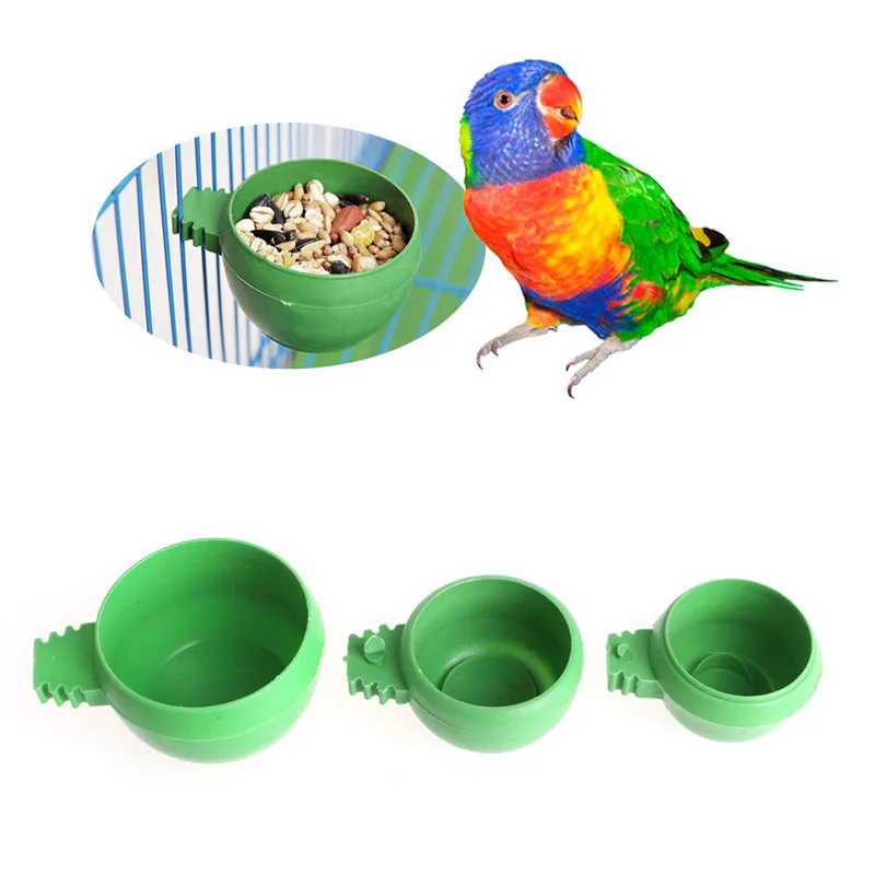 Tazas alimentación para loros, plato plástico seguro, tazón comida para pájaros, taza agua con fácil fijar