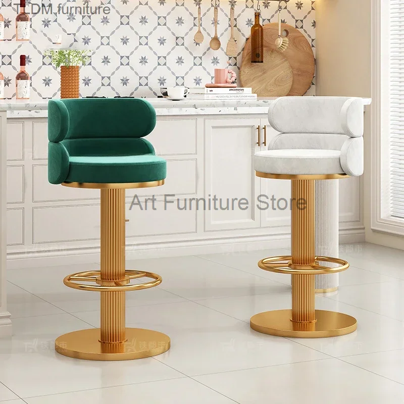 

Home Designer Bank Reception Bar Stool High Nordic Backrest Kitchen Counter Stool Modern Island Chair Cadeira Furniture XR50BY