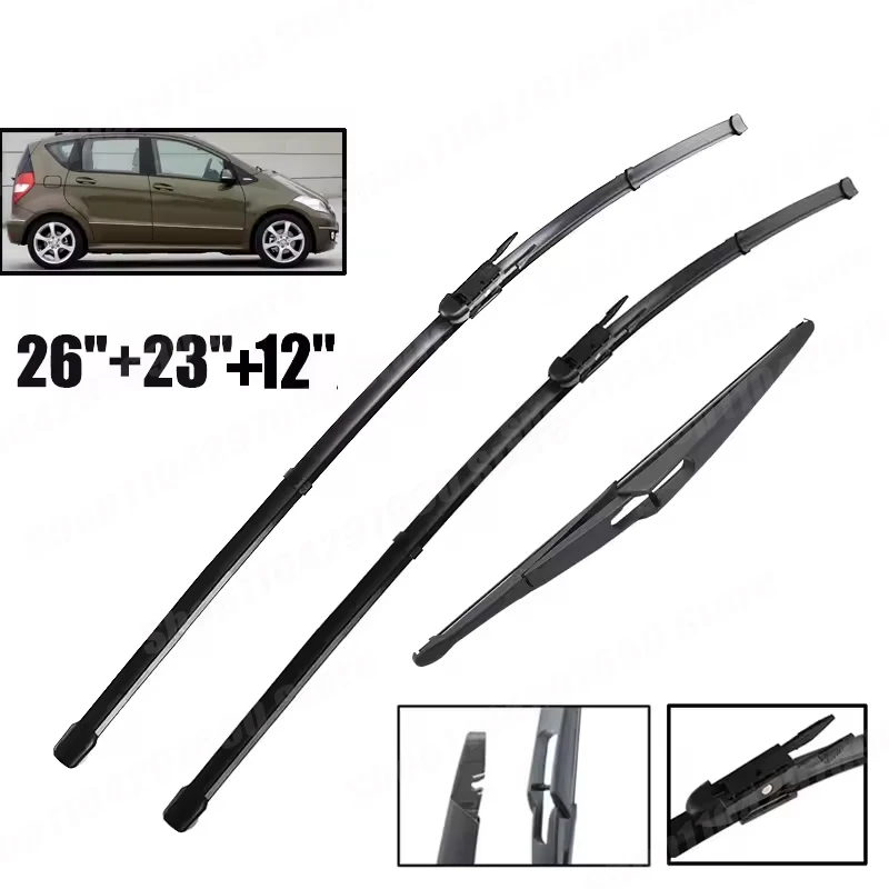 

Wiper Front & Rear Wiper Blades Set For Mercedes-Benz A-class B-class W169 W245 Windshield Windscreen Window 26"+23"+12"