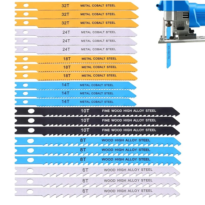 ABDJ-مجموعة شفرات المنشار العالمية (21 قطعة) للخشب والبلاستيك المعدني للخشب والبلاستيك وقطع المعادن