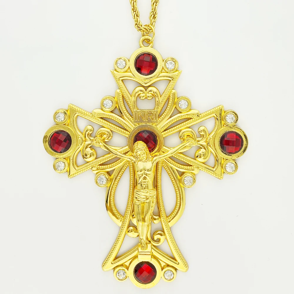 Jesus Orthodox Pectoral Cross Ornament Catholic Prayer Cross For Priests Church Articulos Religiosos Catolicos крест в машину