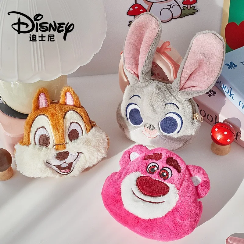 Disney Judynick Loves Plush Coin Wallet Pendant Strawberry Bear Mini Coin Wallet Keychain Hanging Jewelry Best Gift for Girls