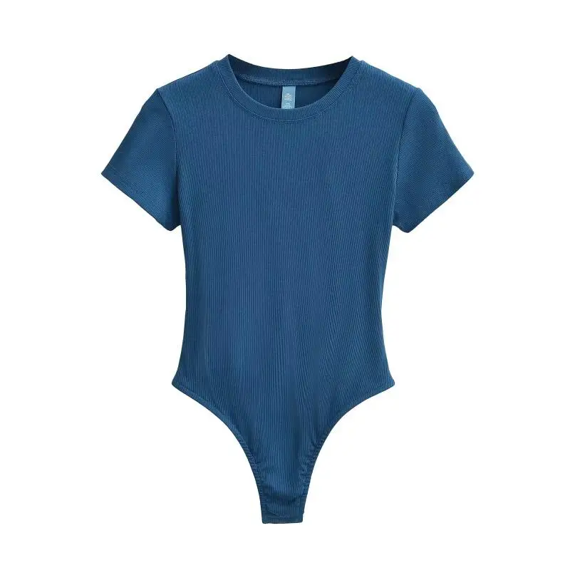 Summer New  Color  Crotch Short Sleeve round Neck Slim Fit Elastic One-Piece Base Shirt Multi-Color Options Avai...
