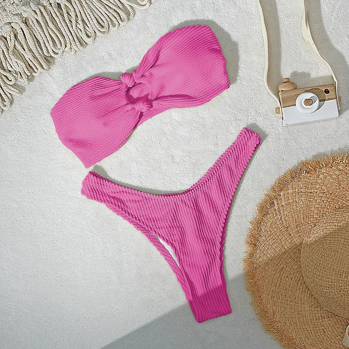 Europäischer und amerikanischer Split-Badeanzug für Damen, sexy Tube-Top, einfarbig, hohler Bikini, Sommer, neuer Badeanzug für Damen