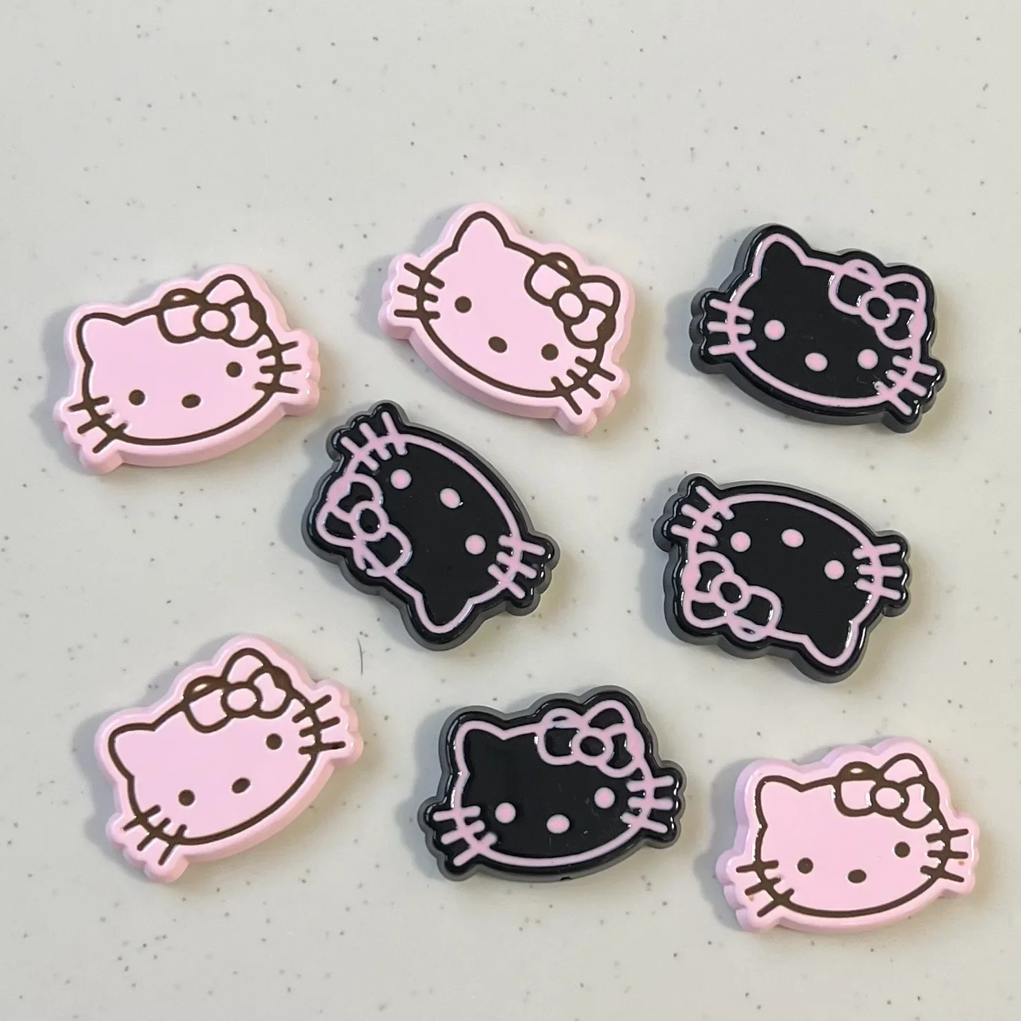 Sweet cool pink black kitten accessories diy cream glue mobile phone case accessories hole shoes decorative headwear accessories