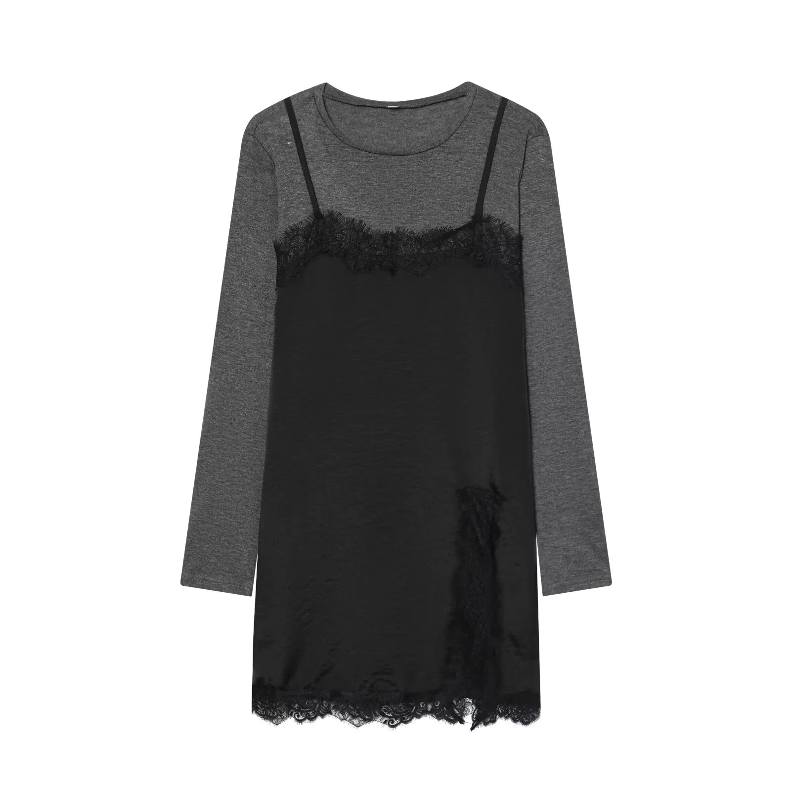 Estilo europeu e americano 2025 inverno novo design de roupas femininas vestido em camadas solto e versátil