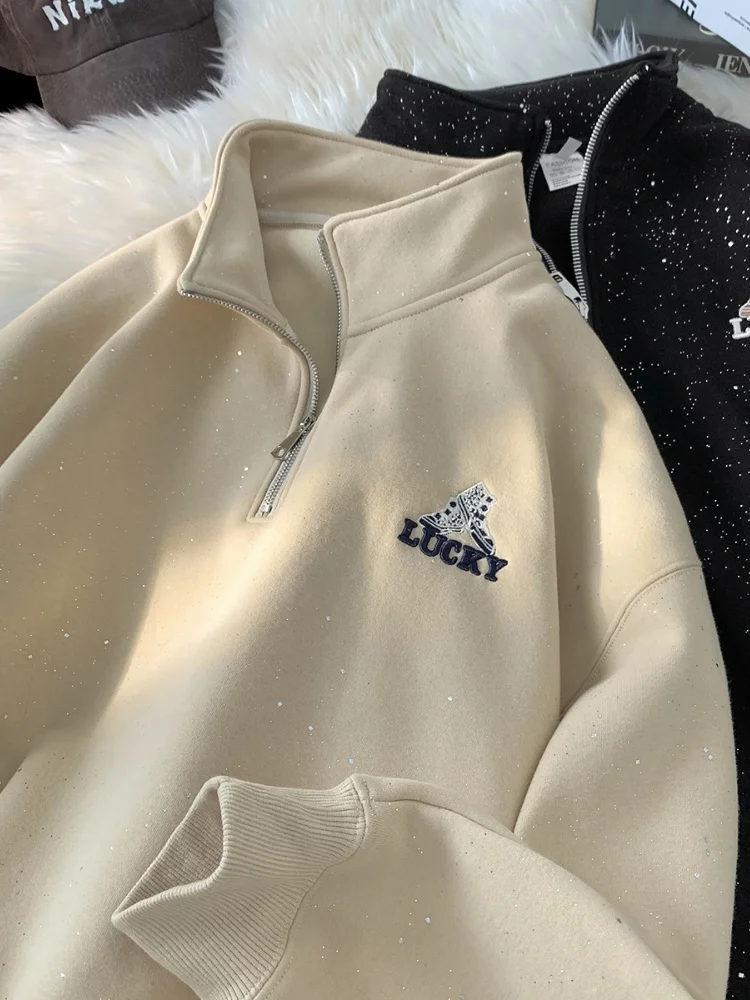 

Мужская толстовка Tianxing на молнии в американском ретро-стиле, весна-осень, молодежная повседневная свободная спортивная одежда из комфортного хлопка и полиэстера