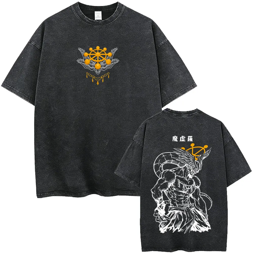 Washed Vintage Anime Jujutsu Kaisen T-shirts Fushiguro Megumi Makora Adapt or Die Print T-shirt Men Women Cartoon Manga T Shirt