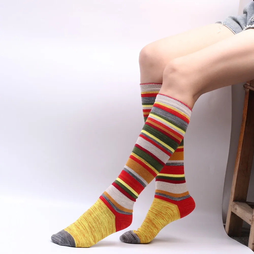 Diabetiker-Socken für Damen, nicht bindend, sanftes elastisches Oberteil, weicher Griff, Baumwolle, reichhaltige lange gestrickte Wollstrümpfe unter dem Knie