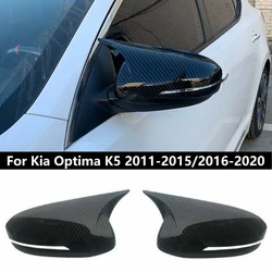 For KIA K5 Optima 2011-2015/2016-2020 Auto Car Body Side Door Rearview Mirror Cover Sticker Trim ABS Carbon Fiber Style Black