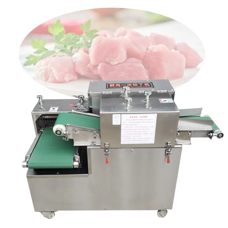 220V 380V Pork Belly Dicing Machine Large Commercial Stainless Steel Meat Processing Equipment Double Motor Meat Cutting Machine