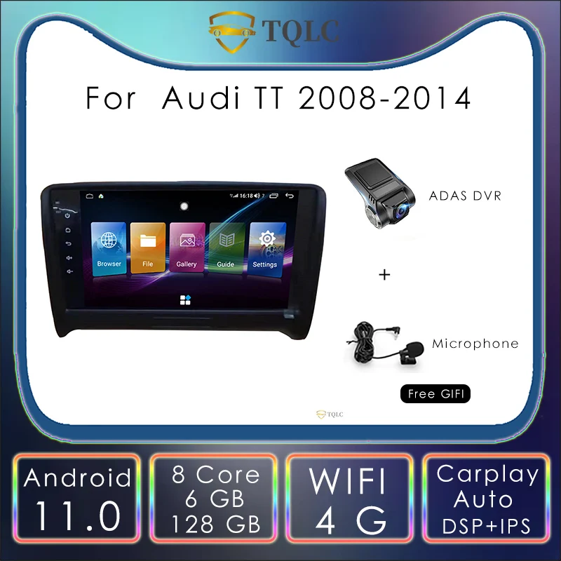 

Автомагнитола 2 Din Android 11,0 для Audi TT 2008-2014, 8,5 дюйма, мультимедийная стереосистема для Carplay, Авторадио, навигация, головное устройство